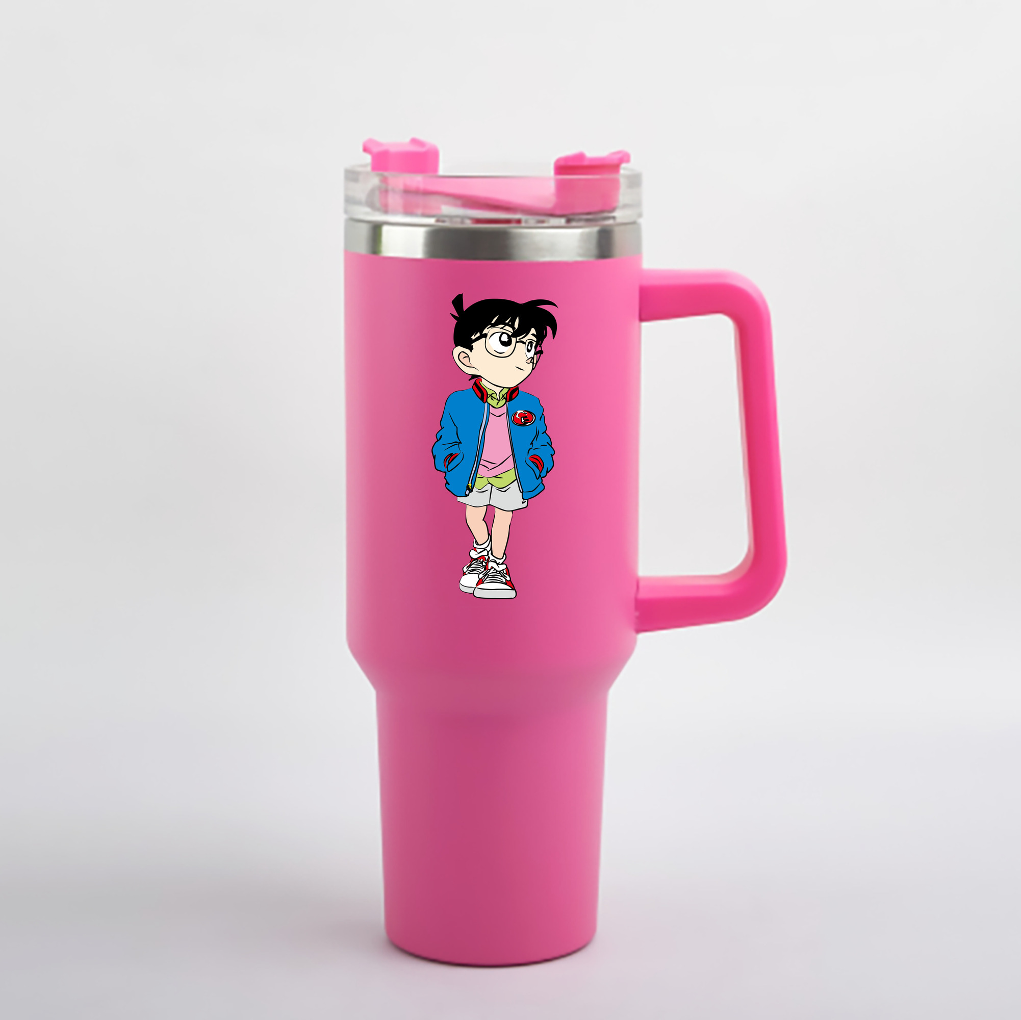 （画像用） 名探偵コナン 江戸川 コナン Detective Conan Conan Edogawa 1200mL車用タンブラー - クリスタルステッカー（プラスチックストロー付き）